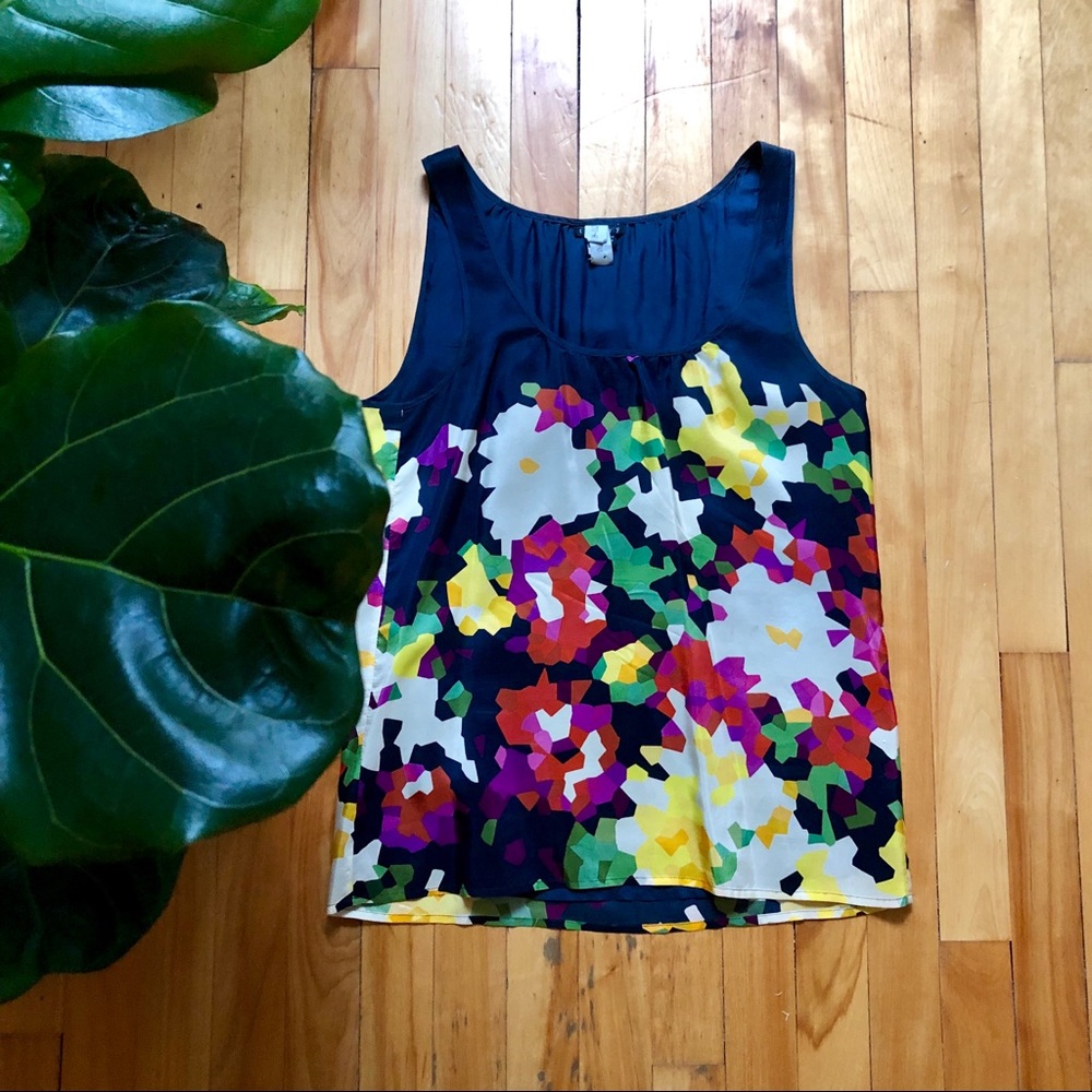 Theory silk multicolor geo print tank shell blouse - Picture 1 of 4